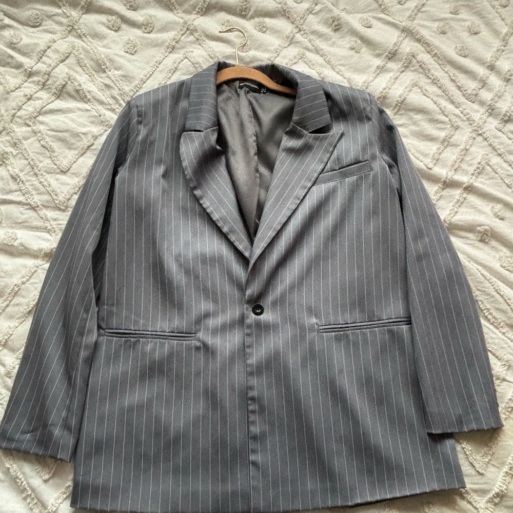 Women’s Gray Pinstripe Blazer